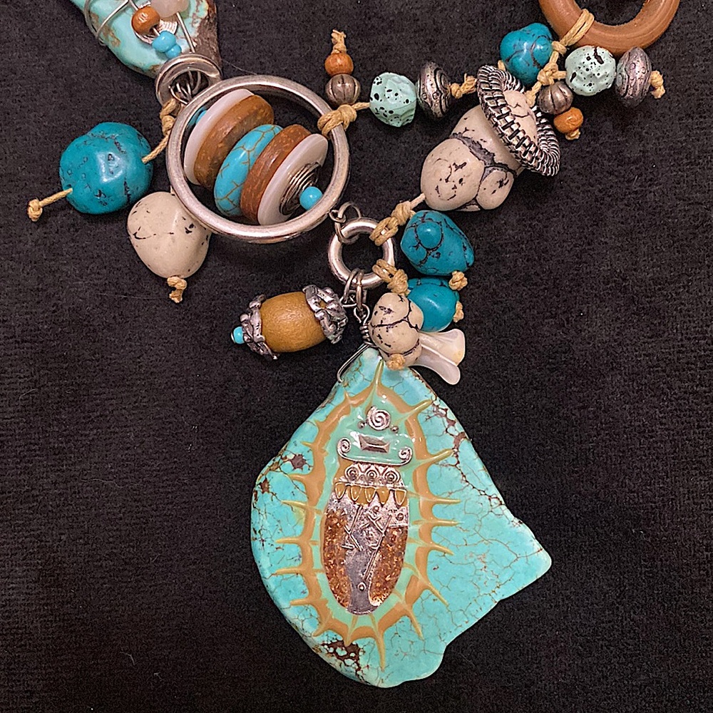 Boho Beaded + Turquoise Statement Necklace - image 5